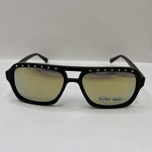 Elton John Eyewear Sunglasses for Men & Women VIP 56-16-145 Black / Yellow Lens